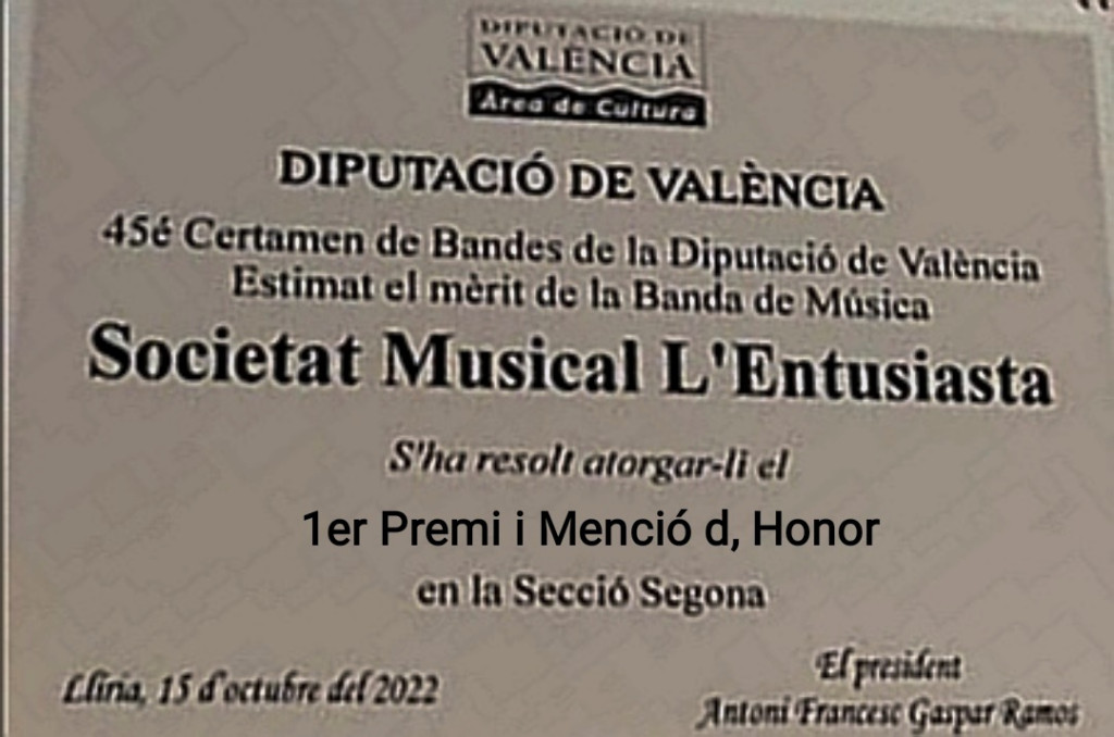 2022 Diploma Certamen Diputació de València