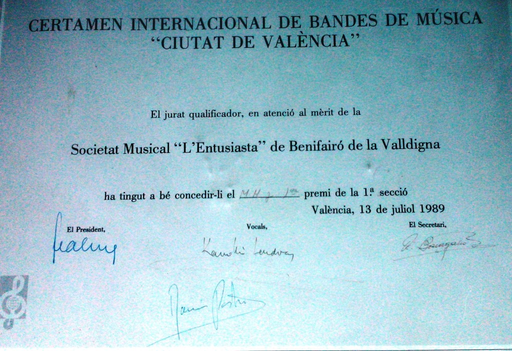 1989 Diploma Certamen València